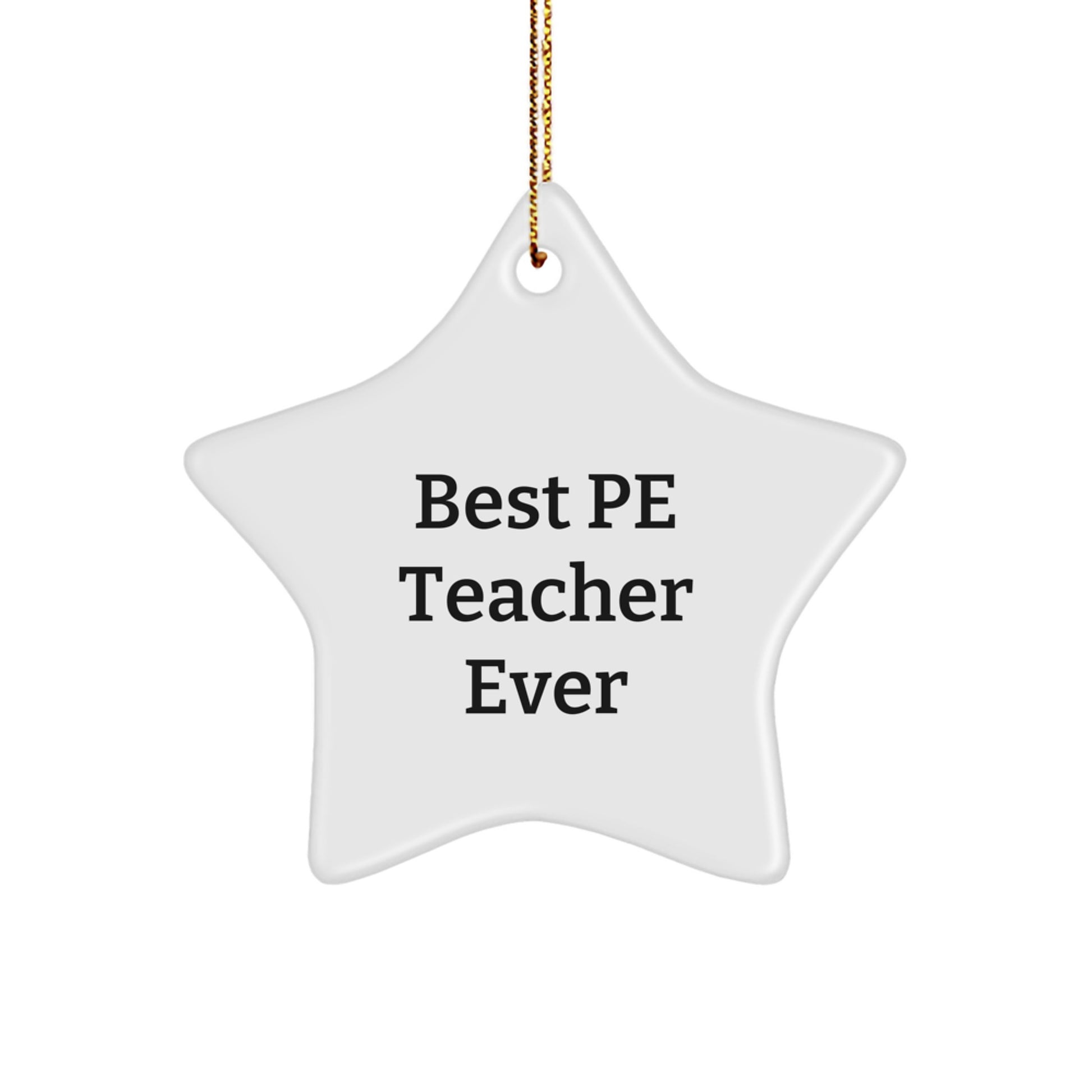 Funny Quotes for PE Teacher Gifts from Family, Christmas Unique Star Ornaments for Best PE Teacher Ever - Image 1