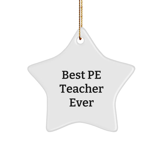 Funny Quotes for PE Teacher Gifts from Family, Christmas Unique Star Ornaments for Best PE Teacher Ever - Image 1