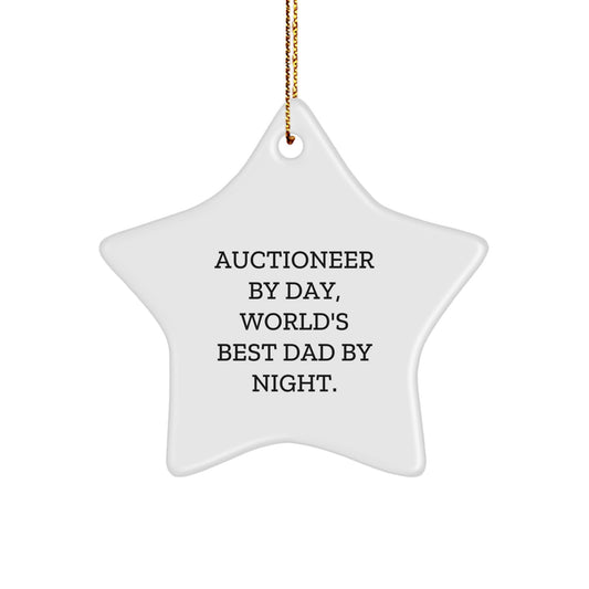 Auctioneer Gifts, Funny Star Ornament for Men, World's Best Dad By Night, Christmas Unique Gifts from Family - Image 1