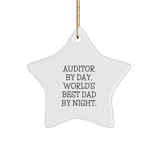 Funny Auditor Star Ornament Gifts from Men, World's Best Dad By Night, Perfect for Christmas - Image 1