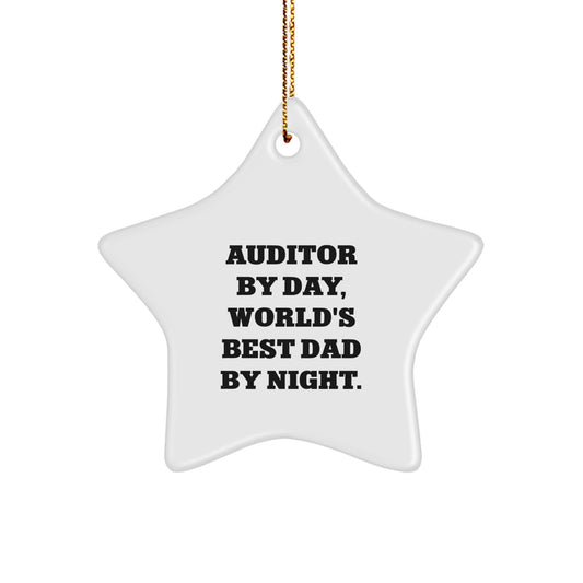 Funny Auditor Gifts by Day, World's Best Dad Star Ornaments by Night for Christmas - Gifts from Men to Auditor - Image 1