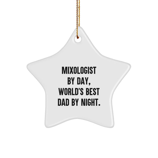 Funny Mixologist Gifts from Men, Gifts for Mixologist Men - World's Best Dad Star Ornament for Christmas Unique Gifts - Image 1