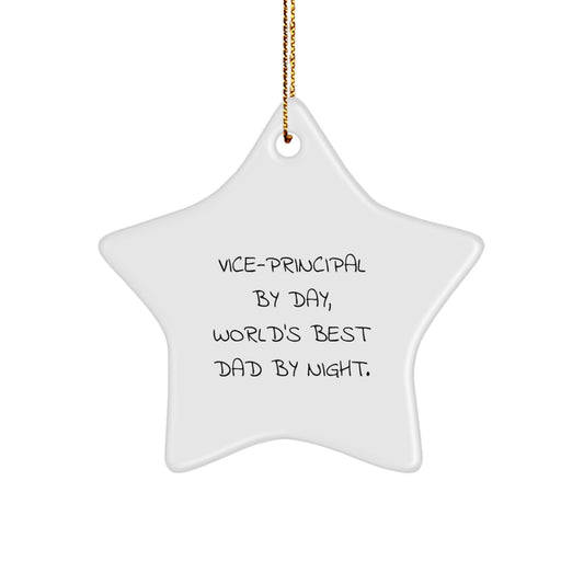 Vice-Principal Gifts, Funny Star Ornament for Men, Women, Coworkers, Family - 'Vice-Principal By Day, World's Best Dad By Night' Christmas Decoration - Image 1