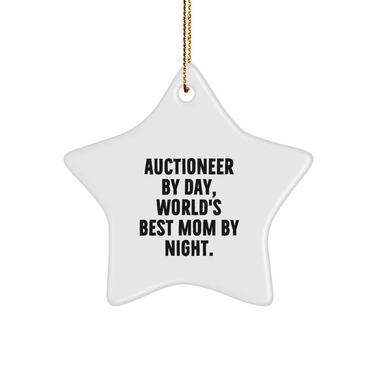 Auctioneer Star Ornament, Funny Quote Gifts for Auctioneers by Women, Christmas Unique Gifts from Family - Image 1