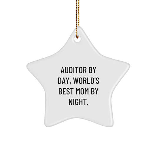 Funny Auditor Gifts from Mom, World's Best Auditor Star Ornament, Auditor Mom Christmas Unique Gifts - Image 1