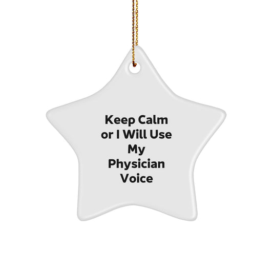 Funny Physician Star Ornament Gifts from Family for Men Women Friends Coworkers - White Star Shaped MDF Christmas Unique Gift - Image 1