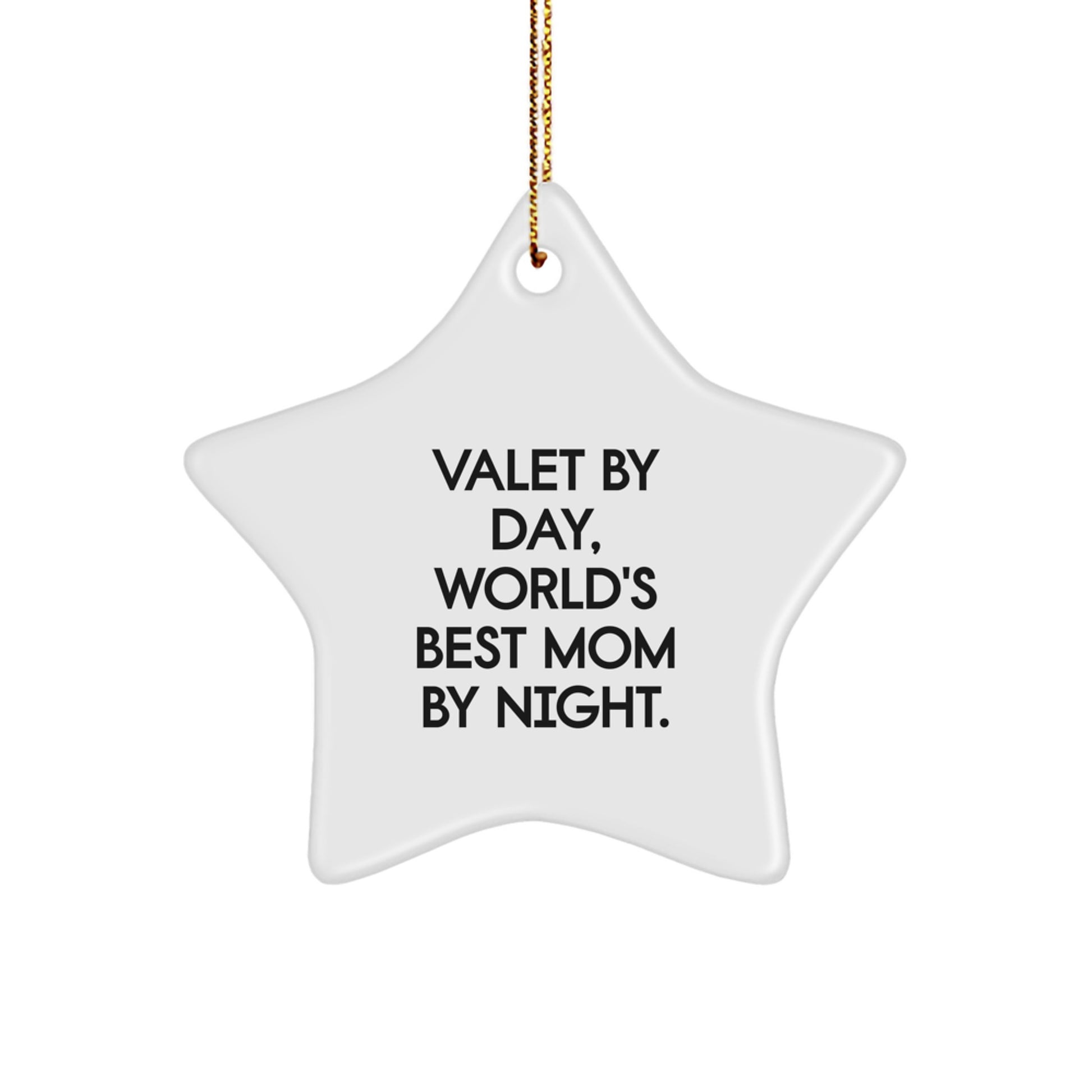 Valet Gifts from Men to World's Best Mom, Star Ornament Quote, Christmas Unique Valet Star - Image 1