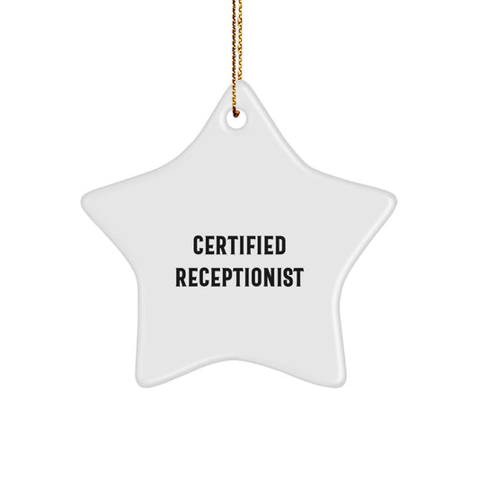 Funny Quotes for Receptionist Star Ornament Gifts from Friends, Coworkers, or Family for Christmas Unique Holiday Decor - Image 1