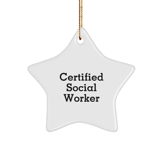 Funny Certified Social Worker Gifts from Friends - Star Ornament for Christmas Unique Gifts for Social Worker Men - Image 1