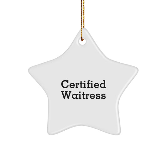 Funny Waitress Star Ornament Gifts from Men to Friends, Certified Waitress Inspired Christmas Unique Gifts for Waitress - Image 1