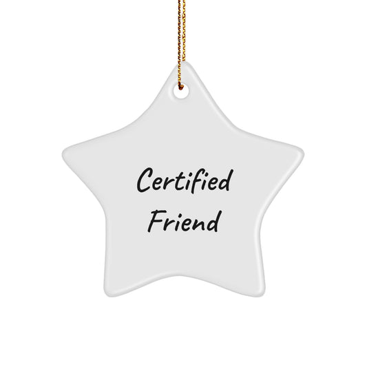 Funny Friends Star Ornament, Certified Friend Quote, Christmas Unique Gifts from Family, Gifts for Friend, Star Shaped Decorations - Image 1