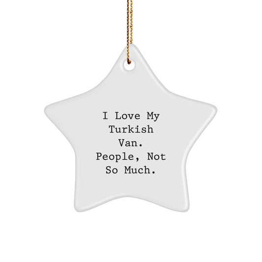 Funny Turkish Van Cat Lover Gifts from Family, Unique Star Ornament for Turkish Van Cat Enthusiasts, Christmas Unique Gifts - Image 1