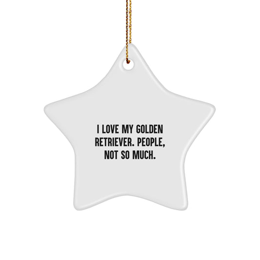 Funny Golden Retriever Dog Lover Gifts from Family for Christmas Unique Star Ornament - Image 1