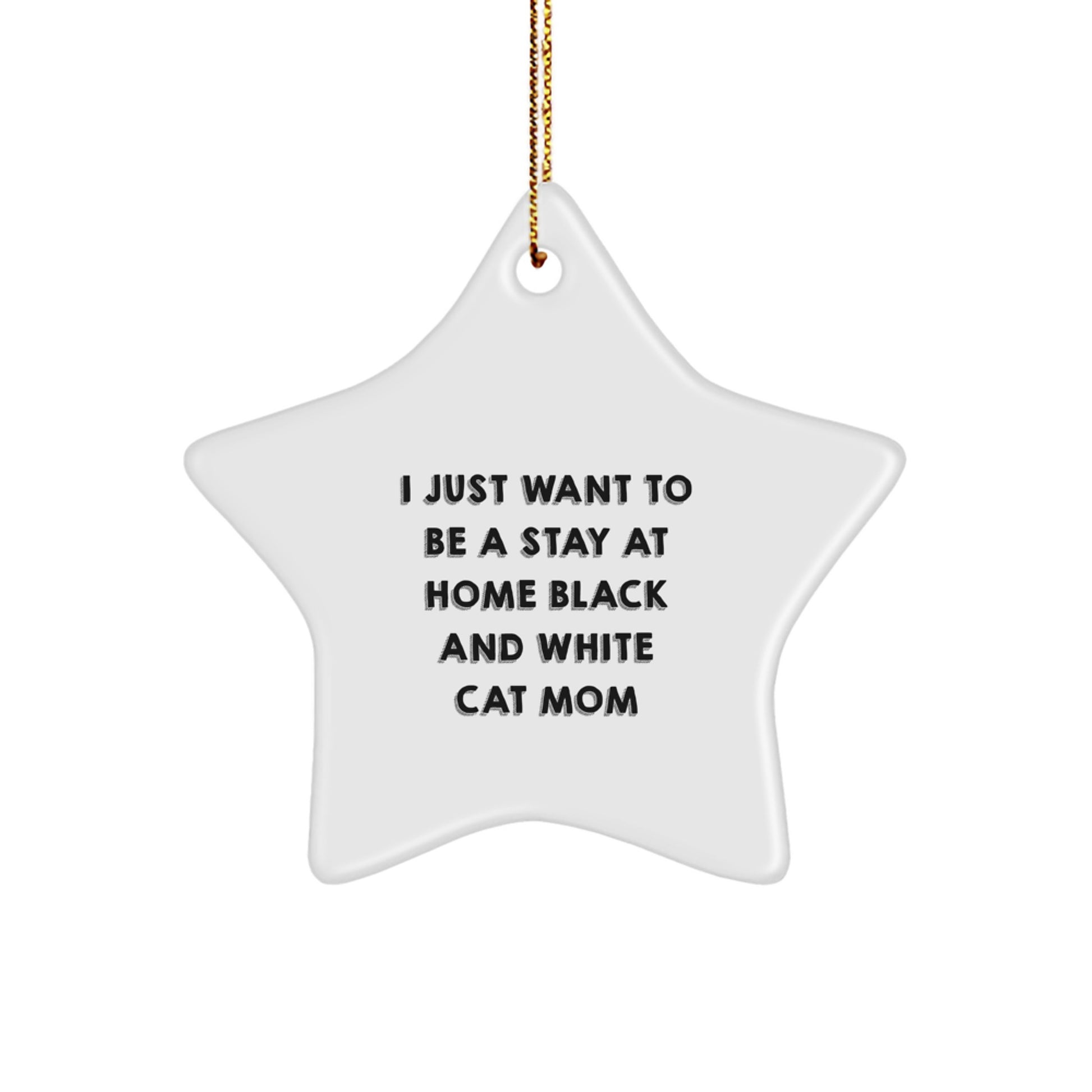 Funny Black and White Cat Mom Gifts from Friends for Christmas Unique Star Ornament - Image 1