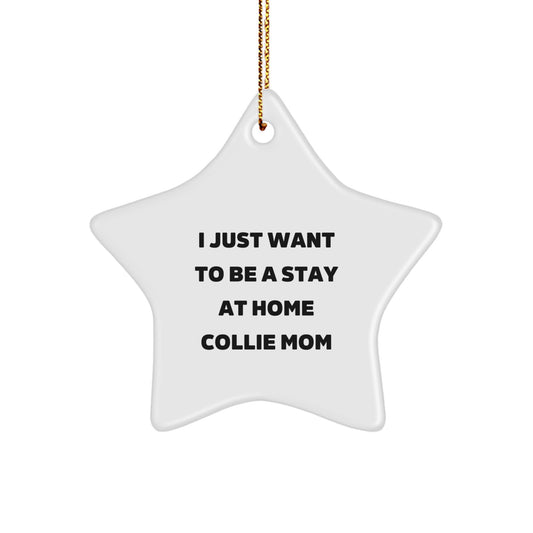 Funny Collie Dog Mom Gifts from Family, Christmas Unique Ornaments for Collie Lovers, Star Shaped Decoration I Just Want To Be A Stay At Home Collie Mom - Image 1