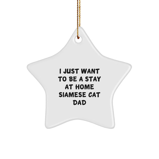 Funny Siamese Cat Dad Gifts from Men to Friends for Christmas - Star Ornament, I Just Want To Be A Stay At Home Siamese Cat Dad - Image 1
