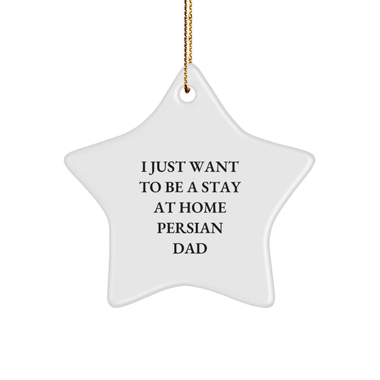 Funny Persian Cat Gifts for Men - I Just Want To Be A Stay At Home Dad Star Ornament, Christmas Unique Presents from Friends or Family - Image 1