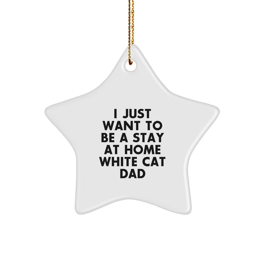Funny White Cat Dad's Star Ornament Gifts for Christmas - Image 1