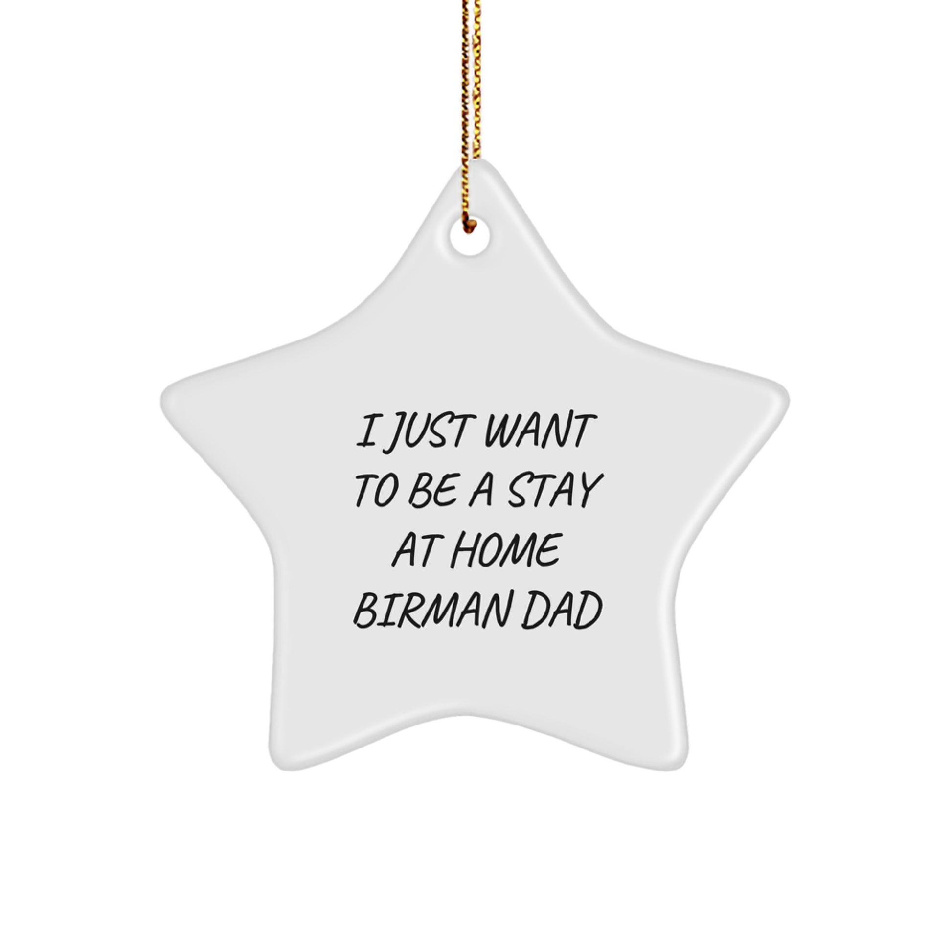 Funny Birman Cat Star Ornament Gifts from Men to Friends for a Unique Christmas Memorable Present - 'I Just Want To Be A Stay At Home Birman Dad' - Image 1