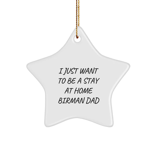 Funny Birman Cat Star Ornament Gifts from Men to Friends for a Unique Christmas Memorable Present - 'I Just Want To Be A Stay At Home Birman Dad' - Image 1