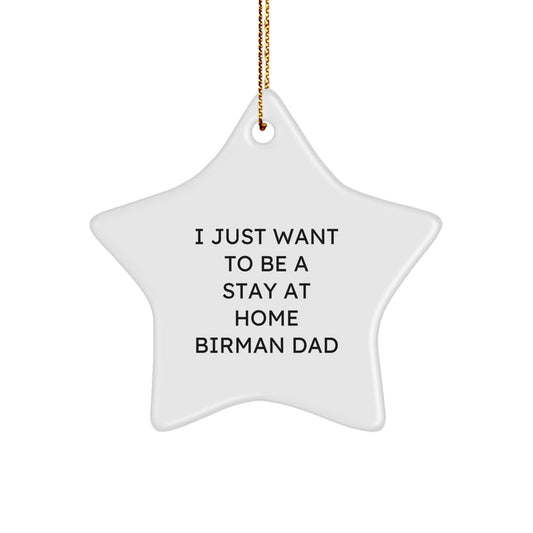 Funny Birman Cat Christmas Unique Gifts for Men from Dad, Unique Star Ornament for Birman Cat Enthusiasts, I Just Want To Be A Stay At Home Birman Dad Decoration - Image 1