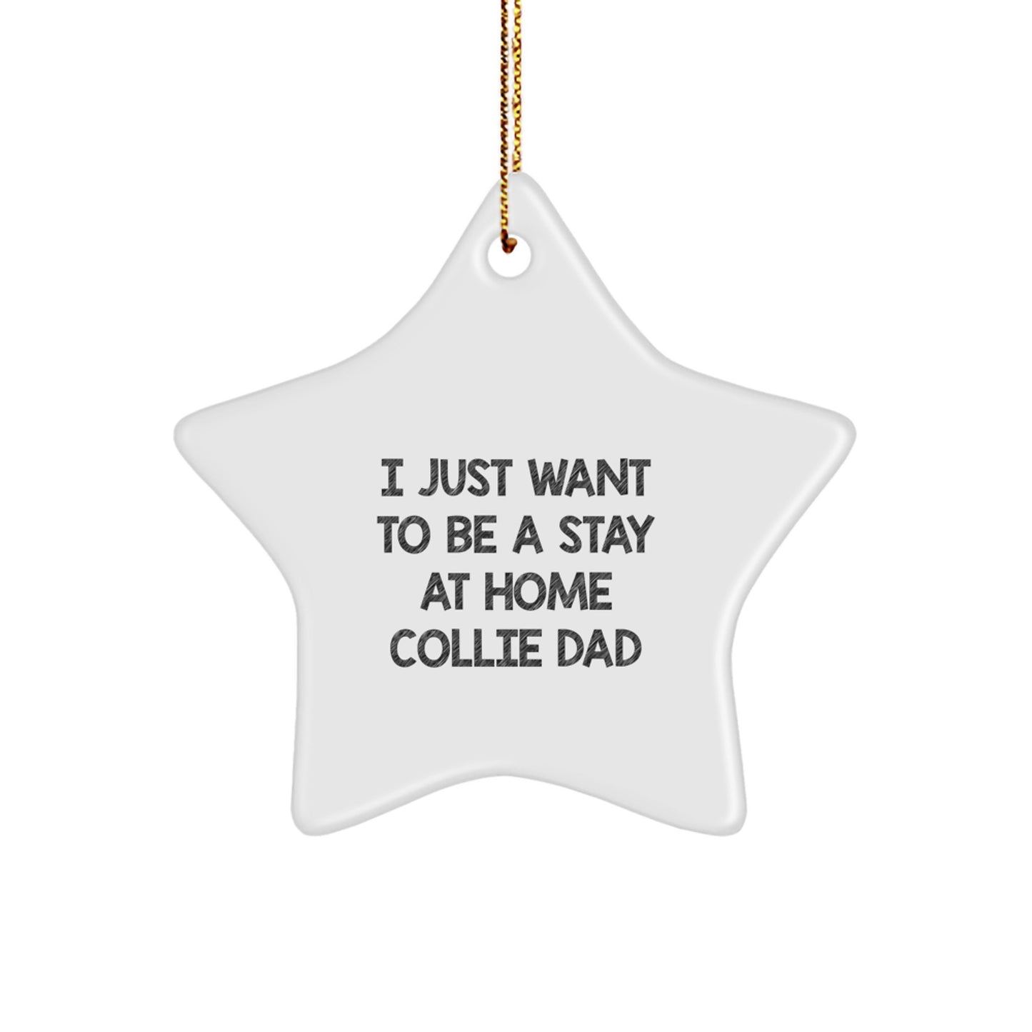 Unique Collie Dog Star Ornament Gifts for Him from Men, Funny Collie Dad Christmas Decorations, Perfect Collie Dog Lover Star Shaped MDF Wooden Design - Image 1
