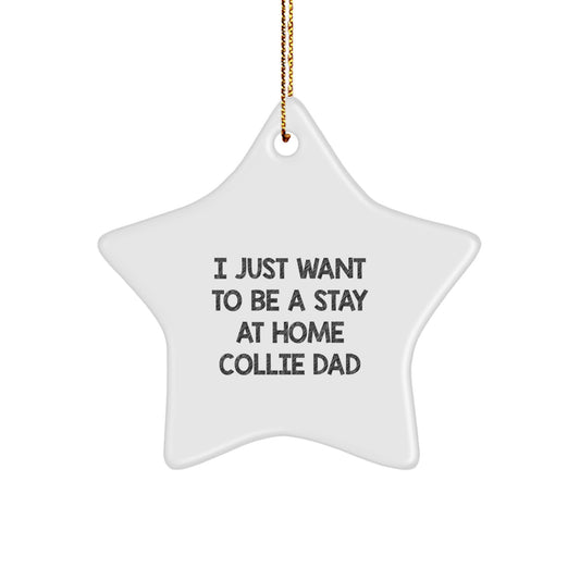 Unique Collie Dog Star Ornament Gifts for Him from Men, Funny Collie Dad Christmas Decorations, Perfect Collie Dog Lover Star Shaped MDF Wooden Design - Image 1