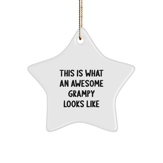 Funny Grampy Gifts from Men to Grampy for Christmas Unique Star Ornament, This Is What An Awesome Grampy Looks Like - Image 1