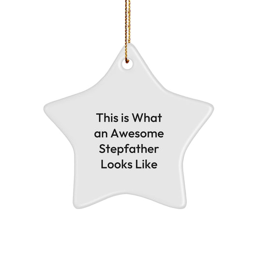 Funny Stepfather Gifts, This Is What An Awesome Stepfather Looks Like, Star Ornament for Christmas, Gifts from Family to Stepfather - Image 1