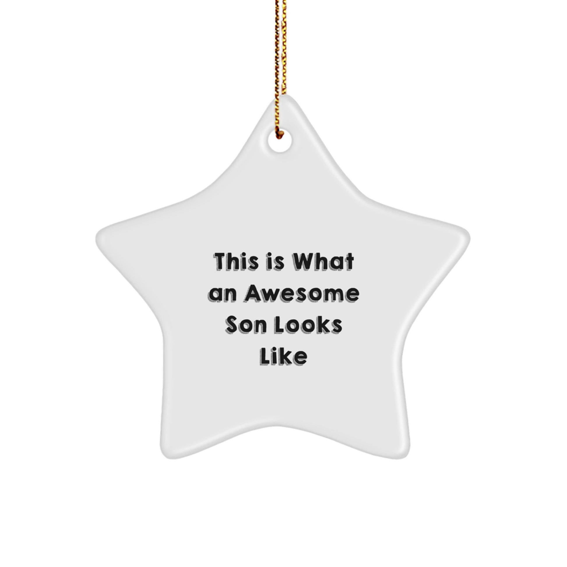 Funny Son Gifts from Family - This Is What An Awesome Son Looks Like Star Ornament for Christmas - Image 1