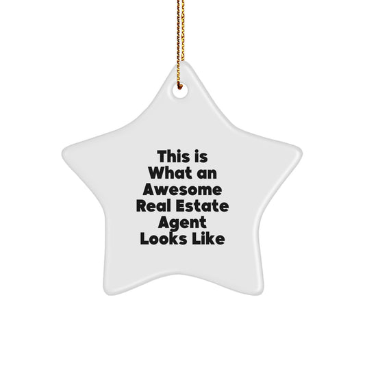Funny Real Estate Agent Gifts from Friends - Star Ornament for Men or Women - Christmas Unique Presents - Image 1