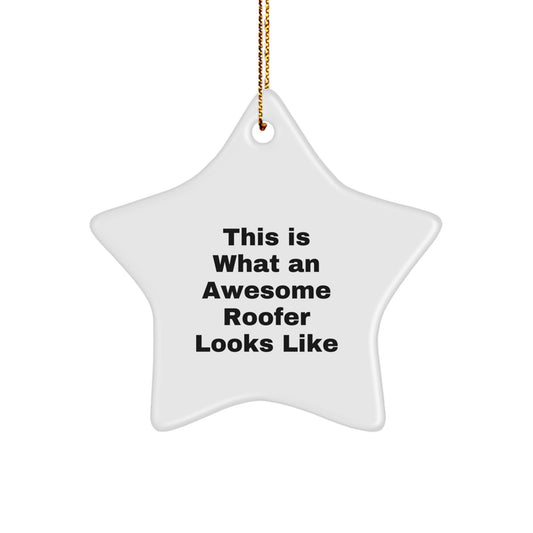 Funny Roofer Gifts, Star Ornament for Men, Women, or Friends - 'This Is What An Awesome Roofer Looks Like' Quote, Christmas Unique Gifts from Family - Image 1