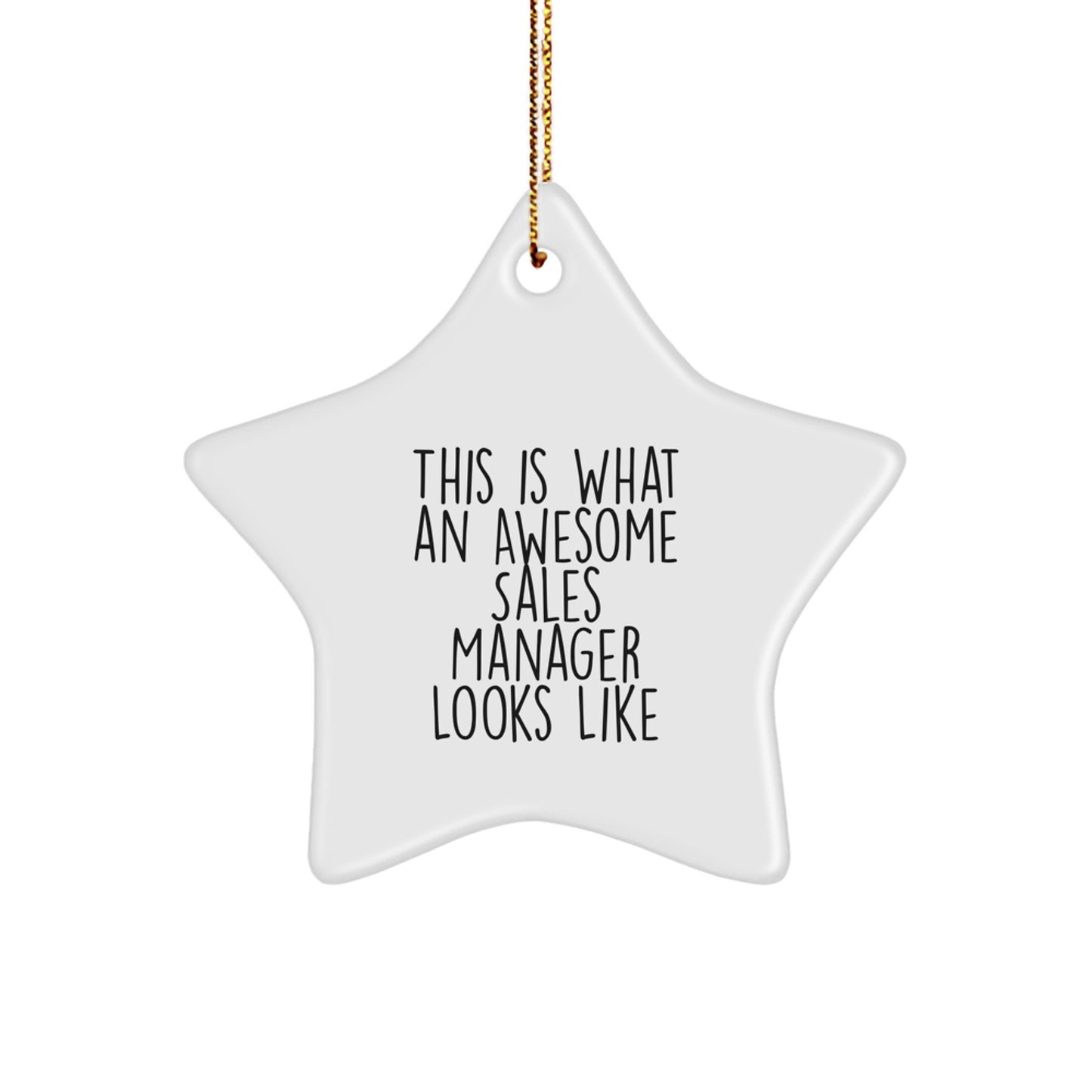 Funny Sales Manager Gifts, This Is What An Awesome Star Ornament Looks Like, White Star Shaped, Christmas Unique Gifts from Friends, For Sales Managers - Image 1