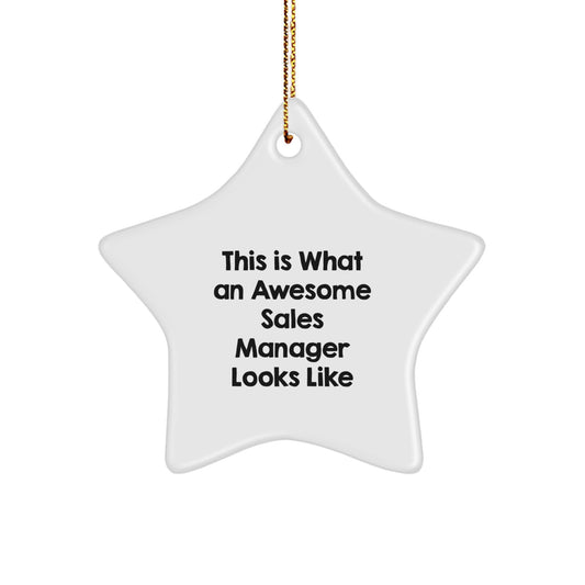 Funny Sales Manager Gifts, This Is What An Awesome Sales Manager Looks Like, White Star Ornament for Christmas, Gifts from Friends, Gifts for Sales Manager - Image 1