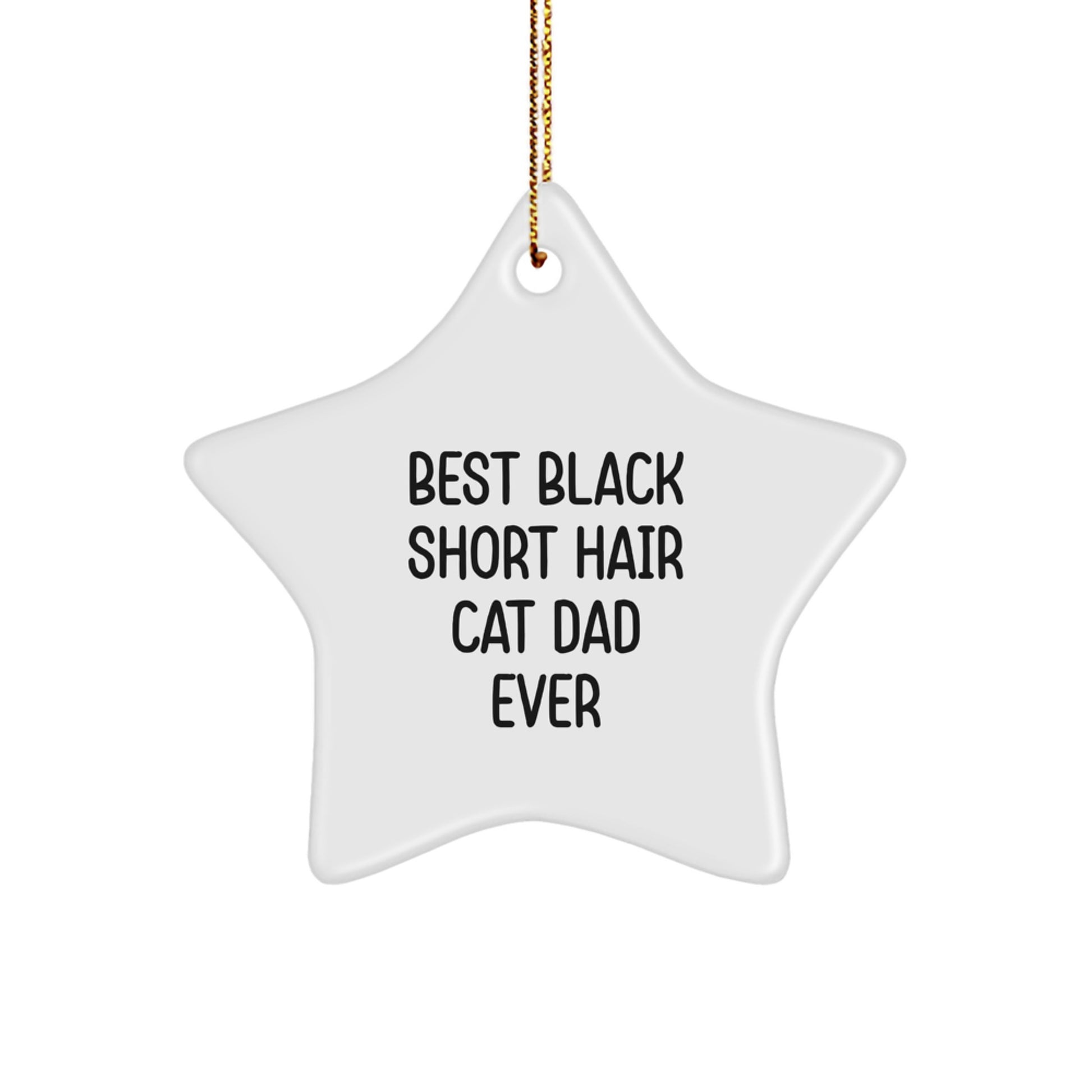 Black Short Hair Cat Dad Ever Star Ornament Gifts for Him from Family Christmas Unique - Image 1