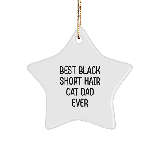 Black Short Hair Cat Dad Ever Star Ornament Gifts for Him from Family Christmas Unique - Image 1