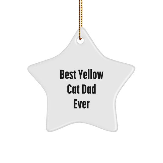 Funny Yellow Cat Dad Ever Gifts from Friends to Family Star Ornament for Christmas - Image 1