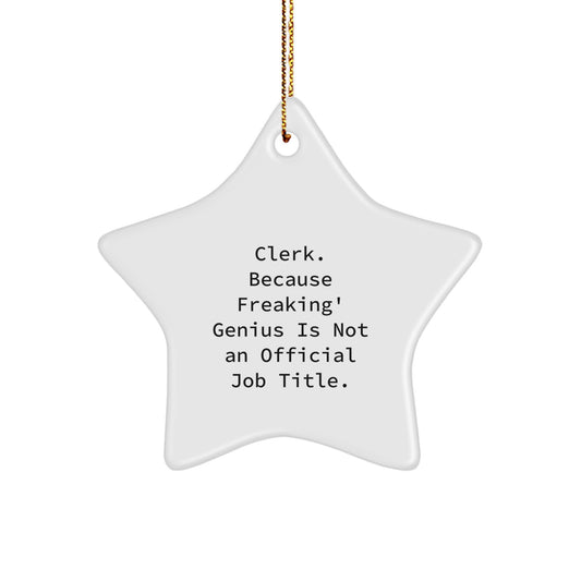 Funny Clerk Gifts from Family - Inspirational Star Ornament, Perfect for Christmas Unique Gifts for Men, Women, Coworkers, Friends, or Family Members Who Work Hard as a Clerk - Image 1