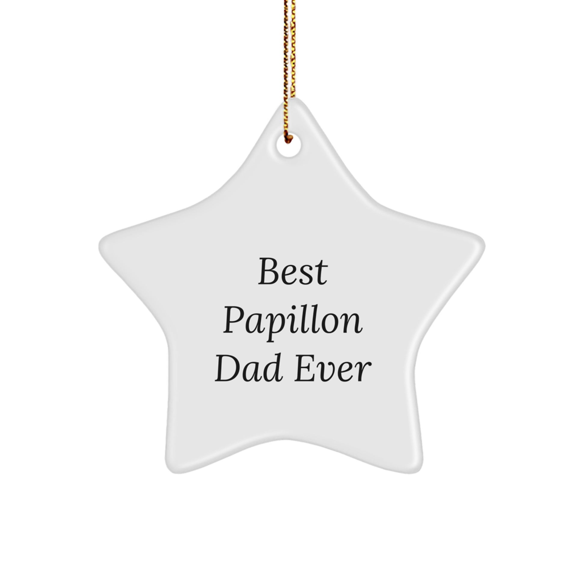 Funny Papillon Dog Star Ornament Gifts for Men from Best Papillon Dad Ever, Unique Christmas Memorable Presents for Friends and Family - Image 1