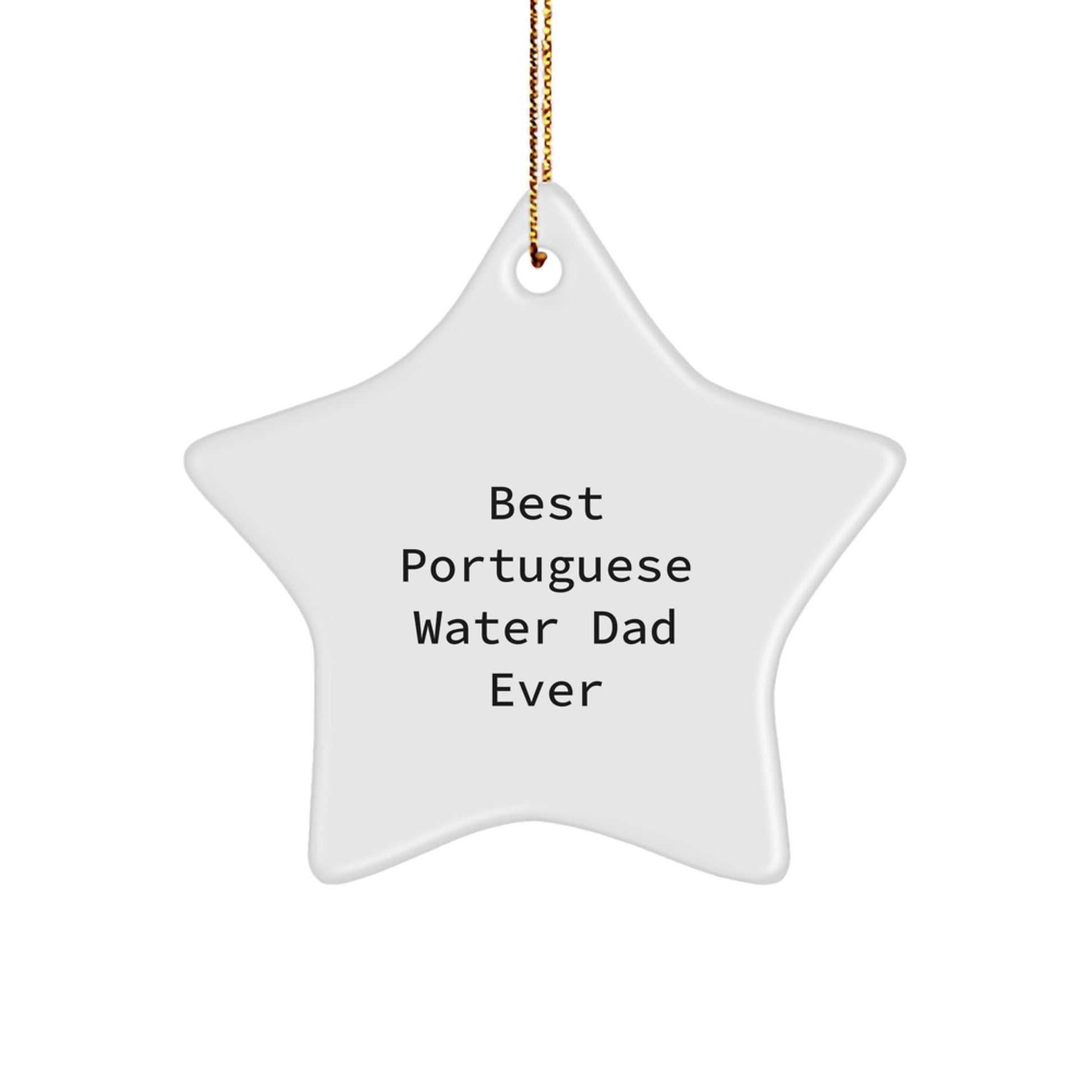 Funny Portuguese Water Dad Gifts for Men from Friends, 'Best Portuguese Water Dad Ever' Star Ornament for Christmas - Image 1