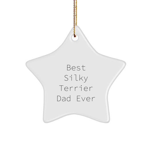 Funny Silky Terrier Dog Gifts, Best Silky Terrier Dad Ever, Star Ornament, Christmas Unique Presents from Family to Friends - Image 1