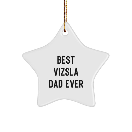 Funny Vizsla Dog Star Ornament Gifts from Dad, Unique Christmas Decorations for Home, Best Vizsla Dad Ever Quote, Star Shaped Decorative Hanging for Men, Women, Family, Friends - Image 1