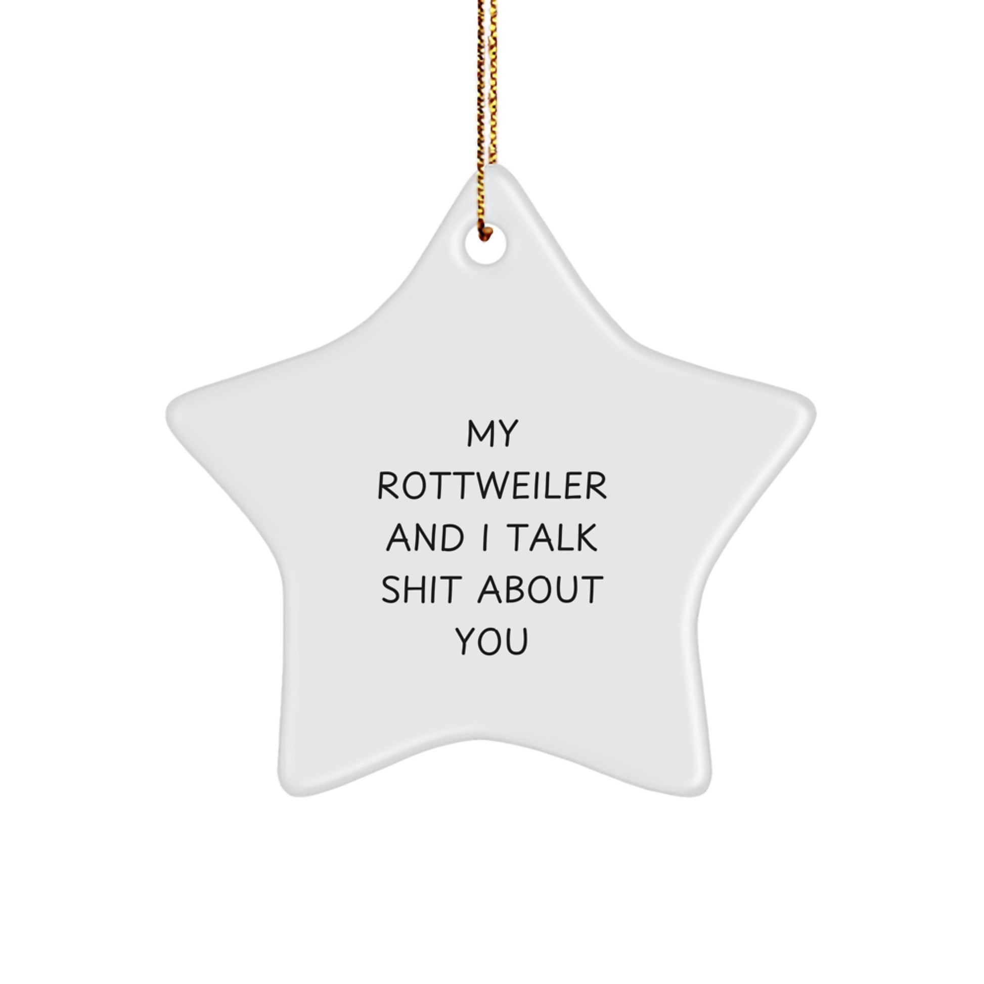 Funny Rottweiler Dog Christmas Unique Gifts for Rottweiler Dog Lovers, My Rottweiler And I Talk Shit About You Star Ornament from Friends and Family - Image 1
