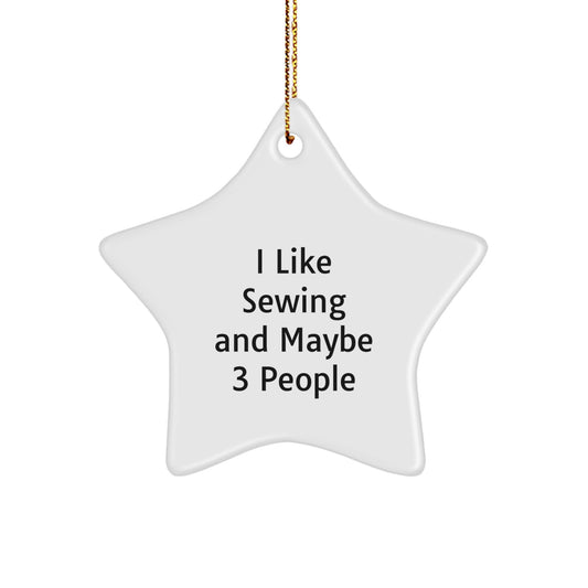 Sewing Star Ornament Funny Gift for Sewing Lovers - White Star Shaped Decoration Gift from Friends - Image 1