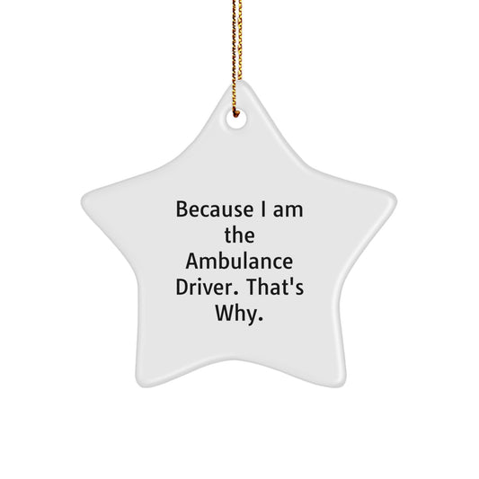 Ambulance Driver Star Ornament Funny Gifts from Friends, Christmas Unique Gifts for Ambulance Driver Men, Fun Star Shaped Ornament Because I Am The Ambulance Driver - Image 1