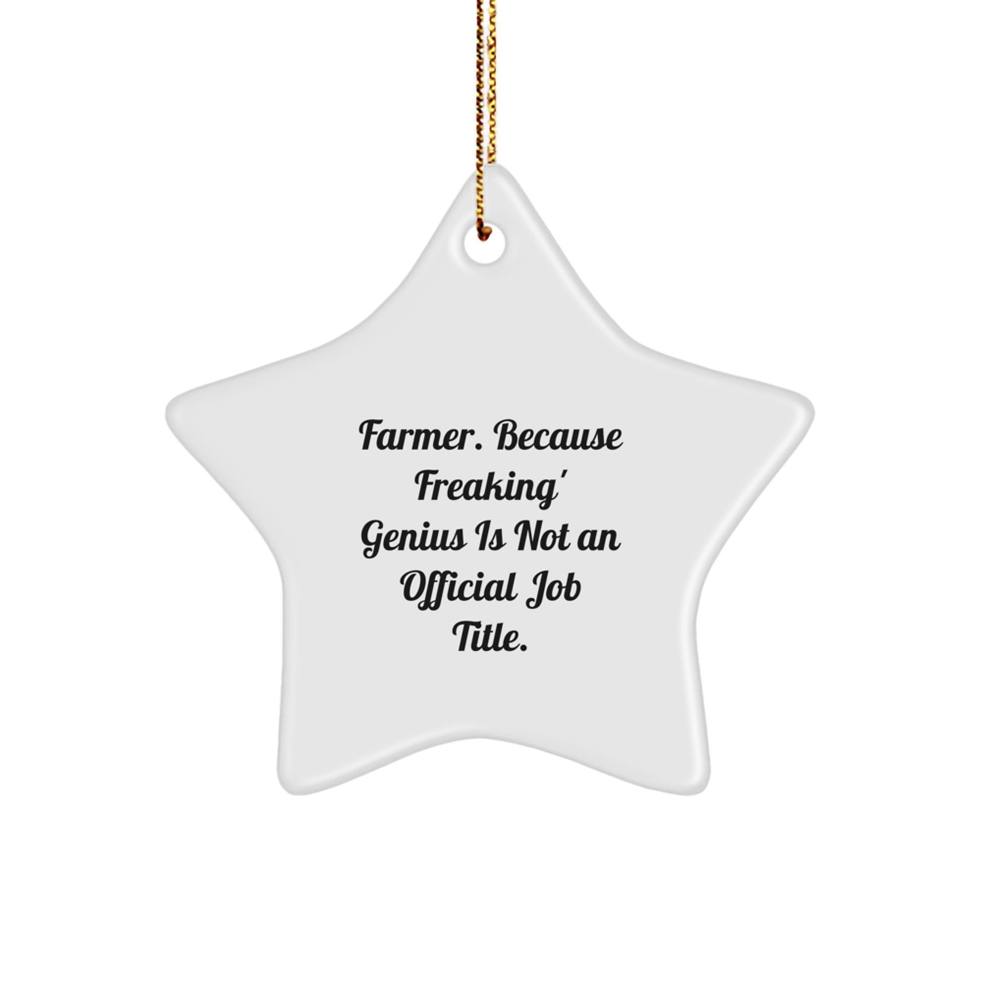 Funny Farmer Star Ornament Gifts from Friends for Christmas - 'Farmer. Because Freaking' genius Is Not An Official Job Title.' - Image 1