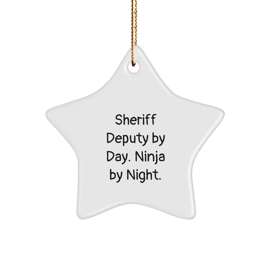 Fun Sheriff Deputy Gifts from Friends, Sheriff Deputy Star Ornament for Men, Funny Christmas Unique Gifts - Image 1