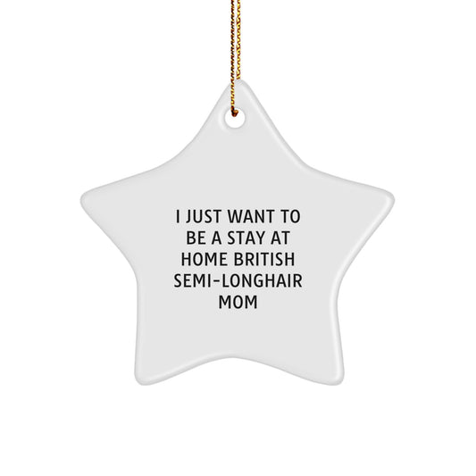 British Semi-Longhair Cat Mom's Christmas Wish, Funny Star Ornament, Gifts from Friends, Perfect for British Semi-Longhair Cat Lovers, I Just Want To Be A Stay At Home British Semi-longhair Mom - Image 1