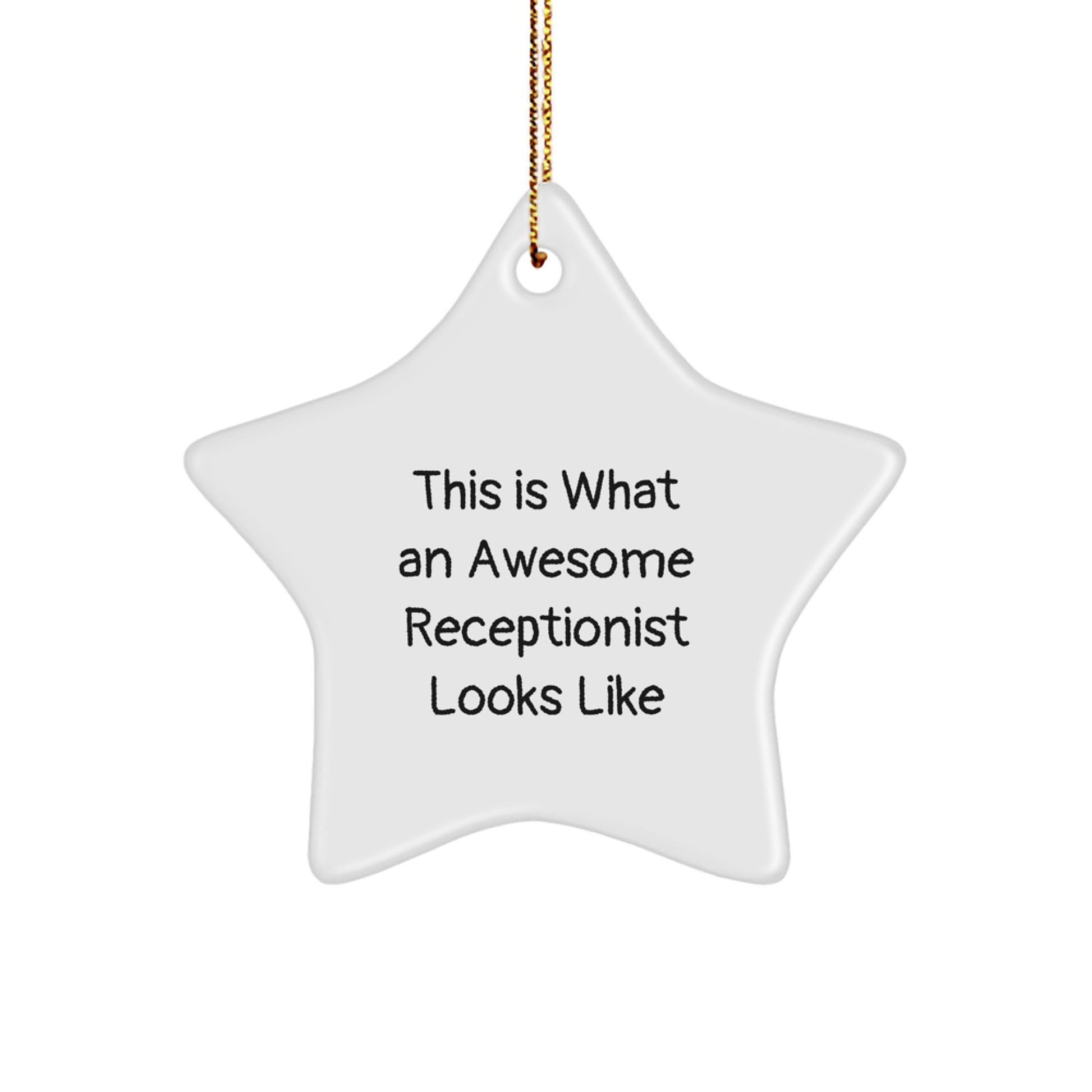 Funny Receptionist Gifts from Friends for Christmas Star Ornament, 'This Is What An Awesome Receptionist Looks Like' - Unique Gifts for Her - Image 1
