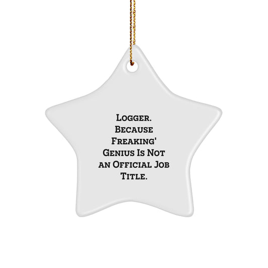 Funny Logger Gifts, Logger Star Ornament with Inspirational Quote, Christmas Decorations for Office or Home Gifts from Men to Friends - Image 1